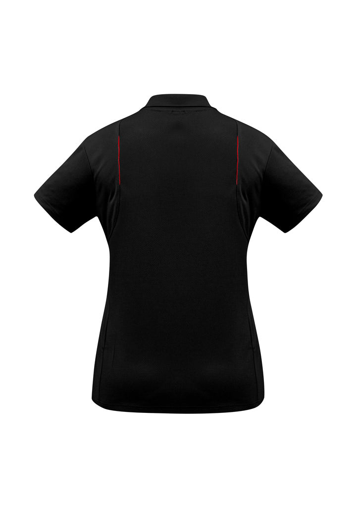 Biz Collection P244LS United Womens Short Sleeve Polo in Black/Red - back view