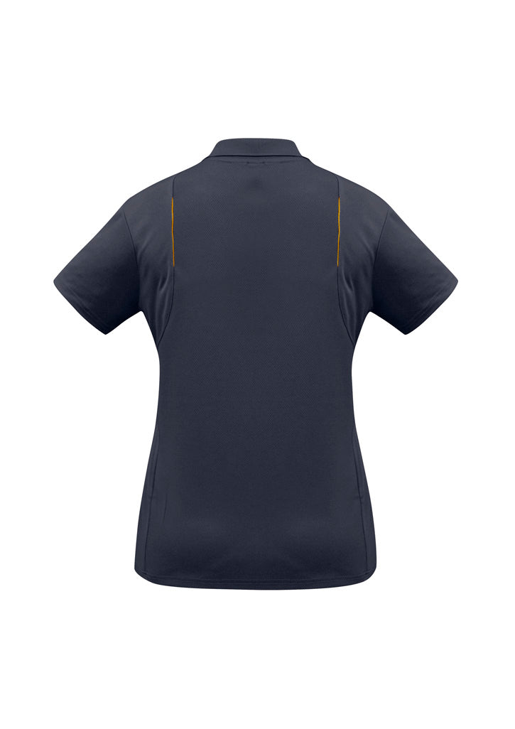 Biz Collection P244LS United Womens Short Sleeve Polo in Navy/Gold - back view