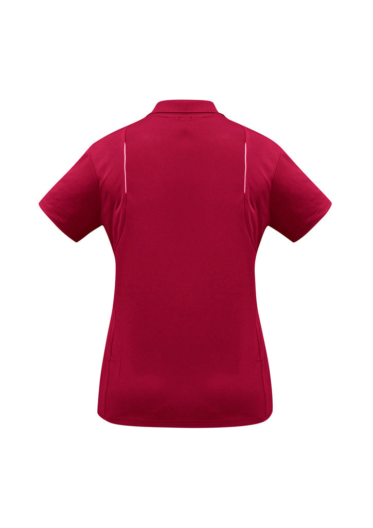 Biz Collection P244LS United Womens Short Sleeve Polo in Red/White - back view