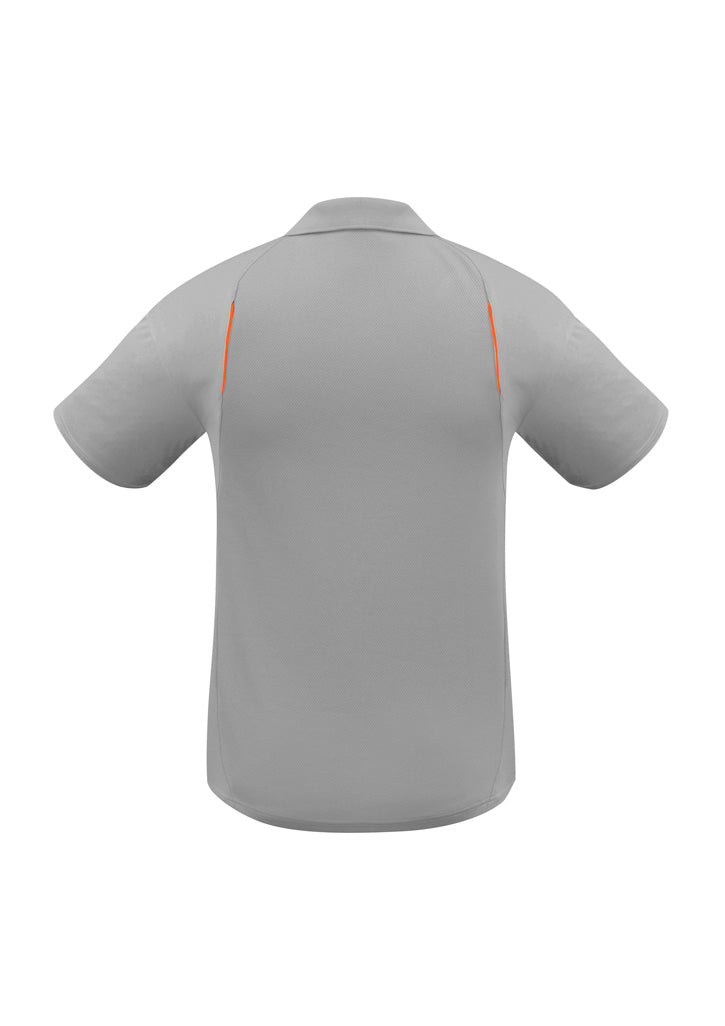 Biz Collection P244MS United Mens Short Sleeve Polo in Ash/Fluoro Orange - back view