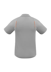 Biz Collection P244MS United Mens Short Sleeve Polo in Ash/Fluoro Orange - back view