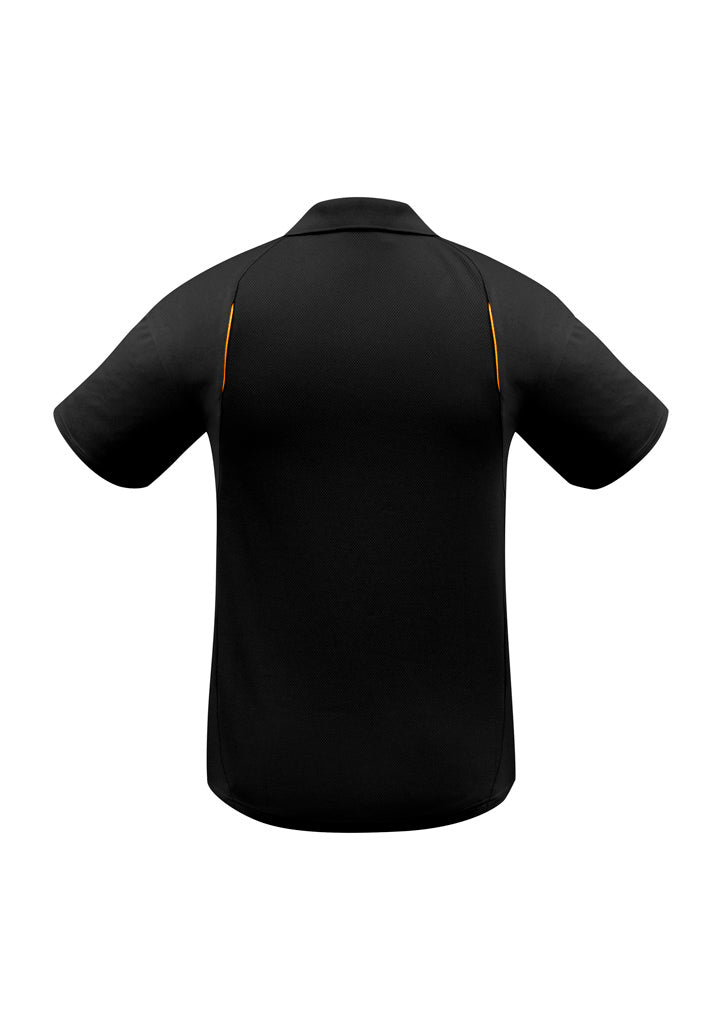 Biz Collection P244MS United Mens Short Sleeve Polo in Black/Gold - back view