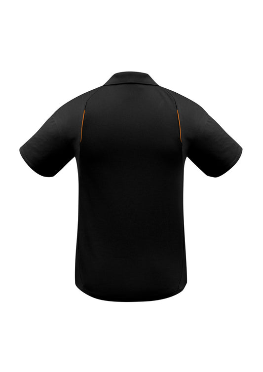 Biz Collection P244MS United Mens Short Sleeve Polo in Black/Orange - back view