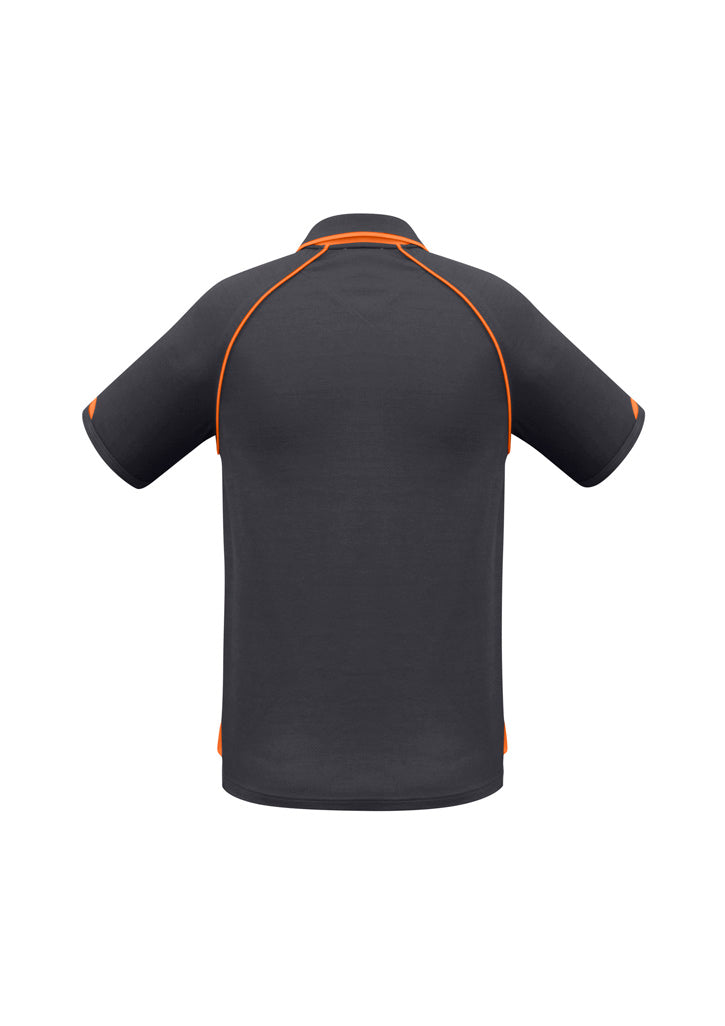 Biz Collection P29012 Fusion Mens Short Sleeve Polo in Grey/Fluoro Orange - back view