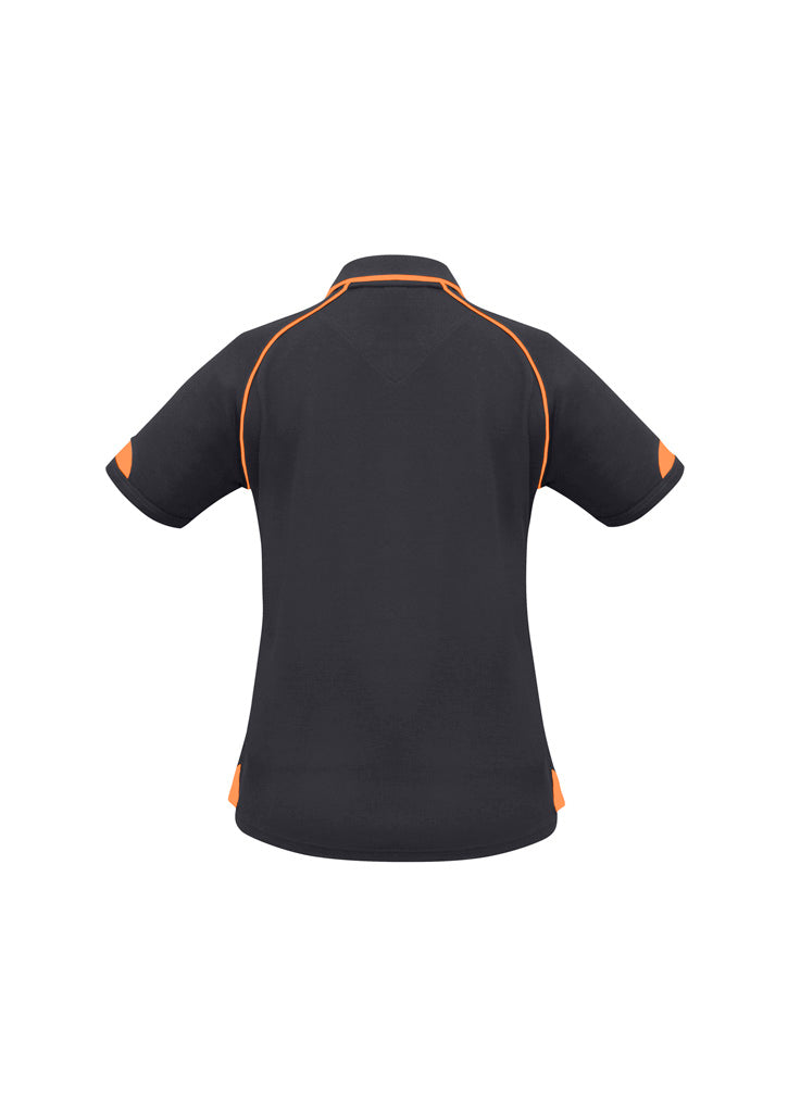 Biz Collection P29022 Fusion Womens Short Sleeve Polo in Grey/Fluoro Orange - back view