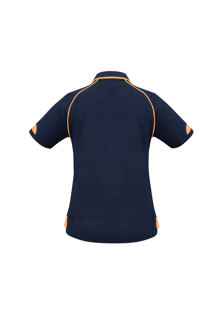 Biz Collection P29022 Fusion Womens Short Sleeve Polo in Navy/Fluoro Orange - back view