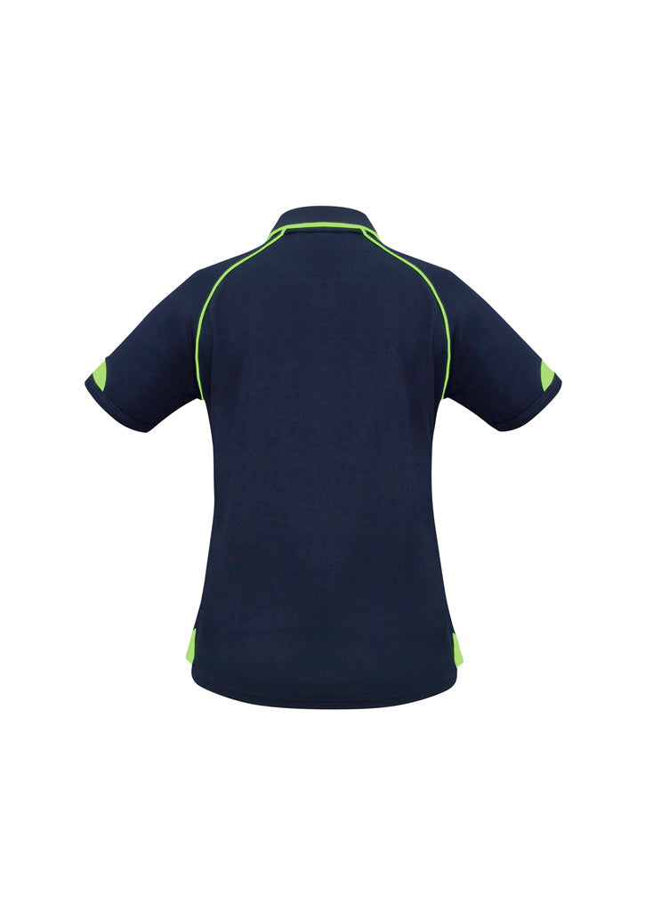 Biz Collection P29022 Fusion Womens Short Sleeve Polo in Navy/Fluoro Yellow/Lime - back view