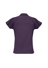 Biz Collection P303LS Blade Womens Short Sleeve Polo in Grape/Black - back view