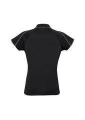 Biz Collection P303LS Blade Womens Short Sleeve Polo in Black/Silver Grey - back view