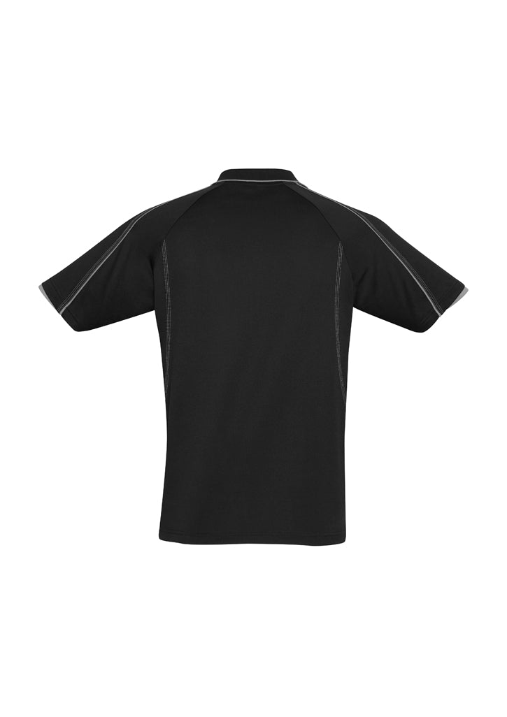 Biz Collection P303MS Blade Mens Short Sleeve Polo in Black/Silver Grey - back view