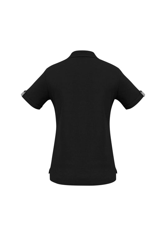 Biz Collection P305LS Edge Womens Short Sleeve Polo in Black/Check - back view