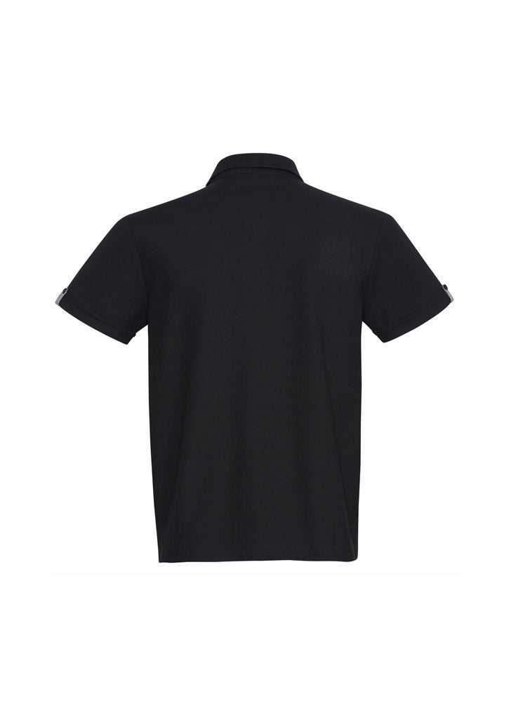 Biz Collection P305MS Edge Mens Short Sleeve Polo in Black/Check - back view