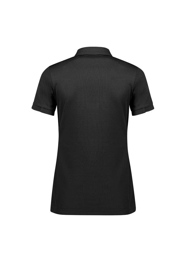 Biz Collection P313LS Focus Womens Short Sleeve Polo in Black/Black - back view