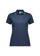 Biz Collection P313LS Focus Womens Short Sleeve Polo in Storm Blue/Taupe