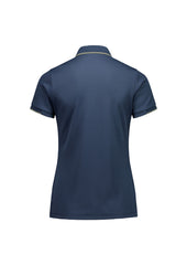Biz Collection P313LS Focus Womens Short Sleeve Polo in Storm Blue/Taupe - back view