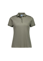 Biz Collection P313LS Focus Womens Short Sleeve Polo in Taupe/Black