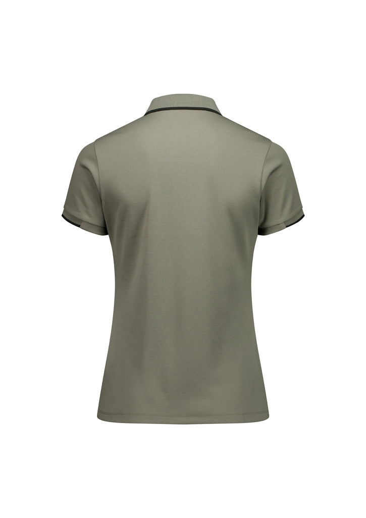 Biz Collection P313LS Focus Womens Short Sleeve Polo in Taupe/Black - back view
