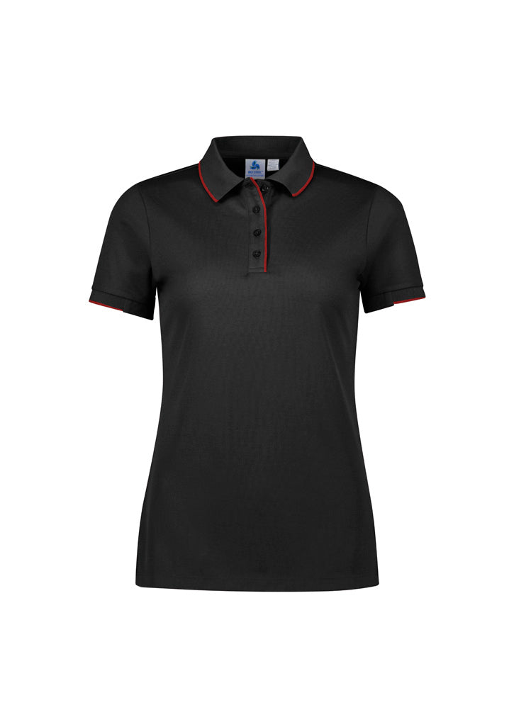 Biz Collection P313LS Focus Womens Short Sleeve Polo in Black/Red
