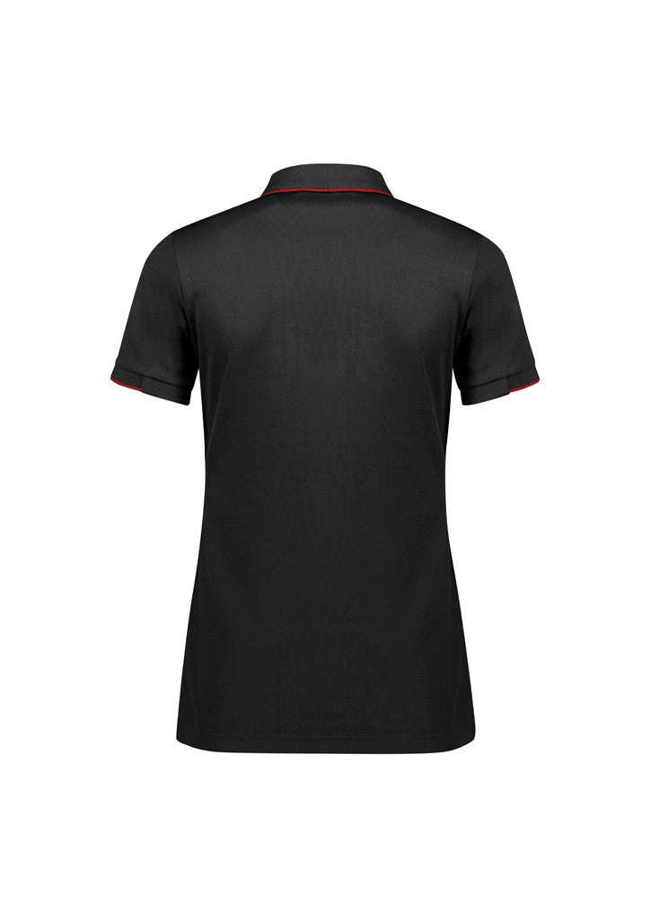 Biz Collection P313LS Focus Womens Short Sleeve Polo in Black/Red - back view
