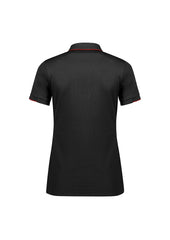 Biz Collection P313LS Focus Womens Short Sleeve Polo in Black/Red - back view