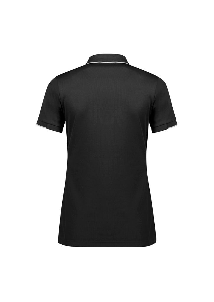 Biz Collection P313LS Focus Womens Short Sleeve Polo in Black/White - back view