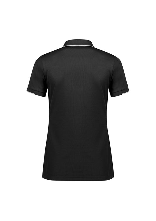 Biz Collection P313LS Focus Womens Short Sleeve Polo in Black/White - back view