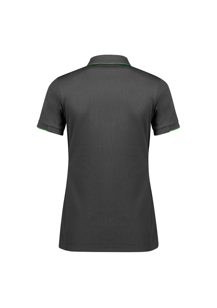 Biz Collection P313LS Focus Womens Short Sleeve Polo in Grey/Fluoro Lime - back view