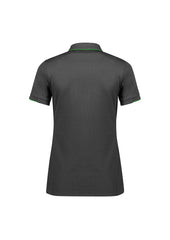 Biz Collection P313LS Focus Womens Short Sleeve Polo in Grey/Fluoro Lime - back view