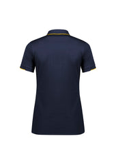Biz Collection P313LS Focus Womens Short Sleeve Polo in Navy/Gold - back view