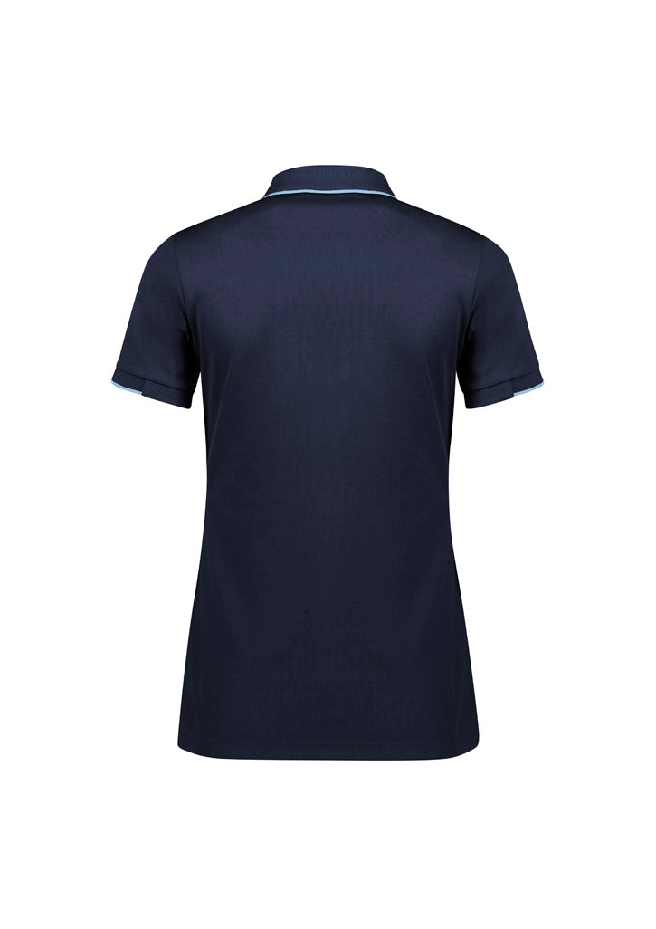 Biz Collection P313LS Focus Womens Short Sleeve Polo in Navy/Sky - back view