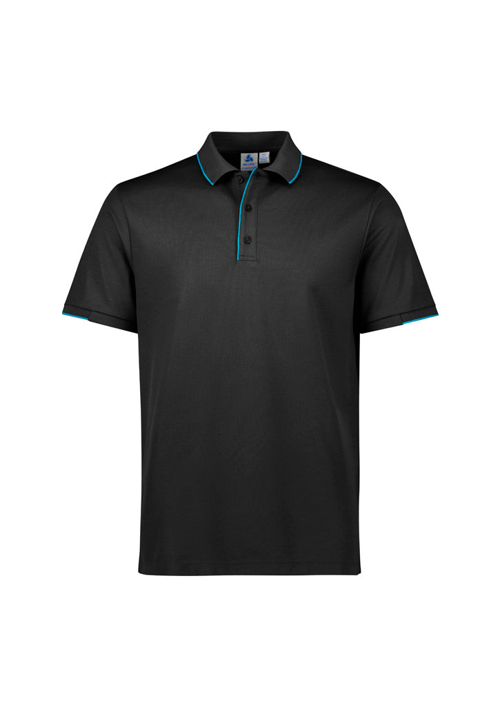 Biz Collection P313MS Focus Mens Short Sleeve Polo in Black/Cyan