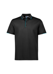 Biz Collection P313MS Focus Mens Short Sleeve Polo in Black/Cyan