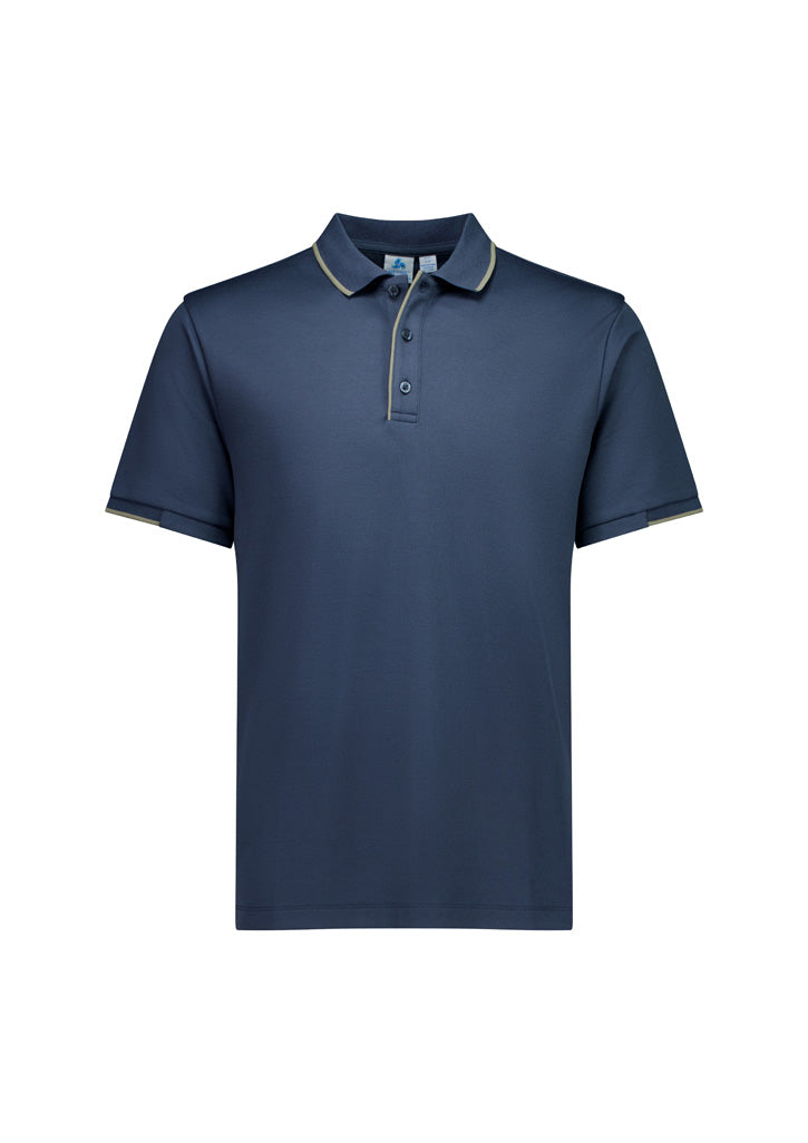Biz Collection P313MS Focus Mens Short Sleeve Polo in Storm Blue/Taupe