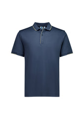 Biz Collection P313MS Focus Mens Short Sleeve Polo in Storm Blue/Taupe