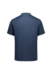 Biz Collection P313MS Focus Mens Short Sleeve Polo in Storm Blue/Taupe - back view