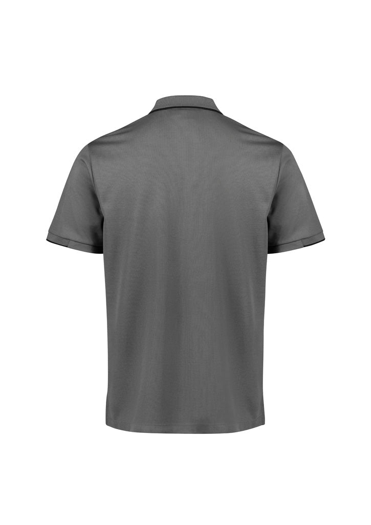 Biz Collection P313MS Focus Mens Short Sleeve Polo in Ash/Black - back view