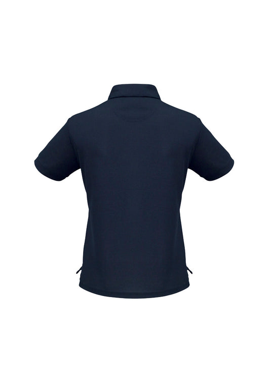 Biz Collection P3325 Micro Womens Waffle Short Sleeve Polo in Navy - back view
