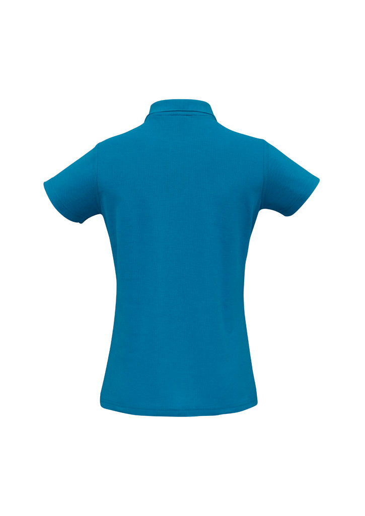 Biz Collection P400LS Crew Womens Short Sleeve Polo in Cyan - back view