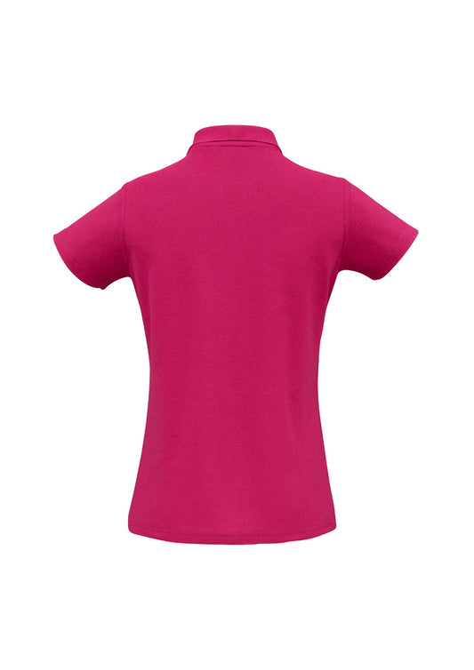 Biz Collection P400LS Crew Womens Short Sleeve Polo in Fuchsia - back view