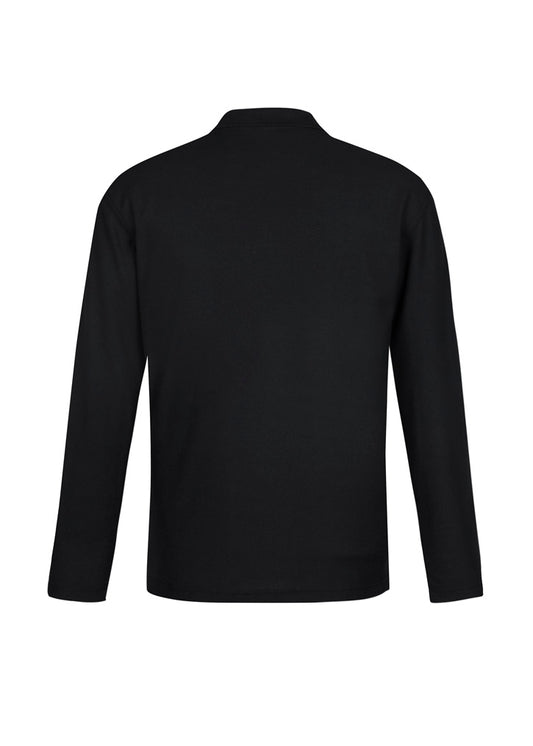 Biz Collection P400ML Crew Mens Long Sleeve Polo in Black - back view