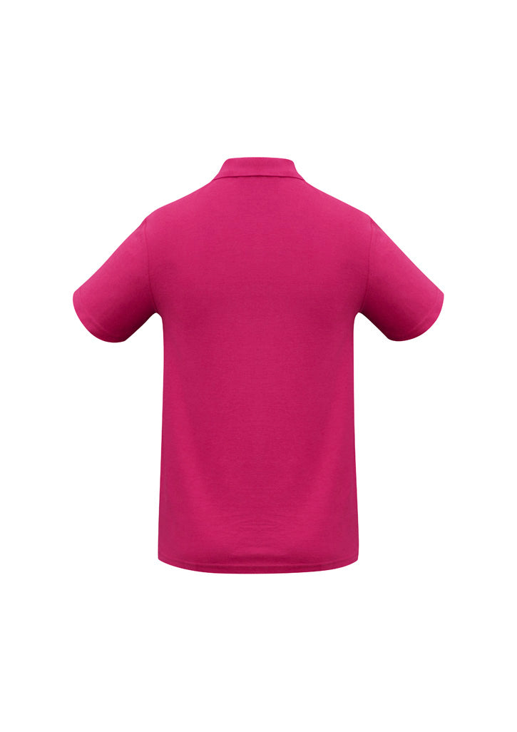 Biz Collection P400MS Crew Mens Short Sleeve Polo in Fuchsia - back view