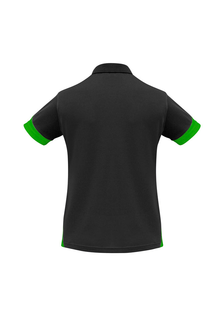 Biz Collection P401LS Talon Womens Short Sleeve Polo in Black/Green - back view