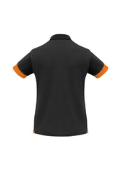 Biz Collection P401LS Talon Womens Short Sleeve Polo in Black/Orange - back view