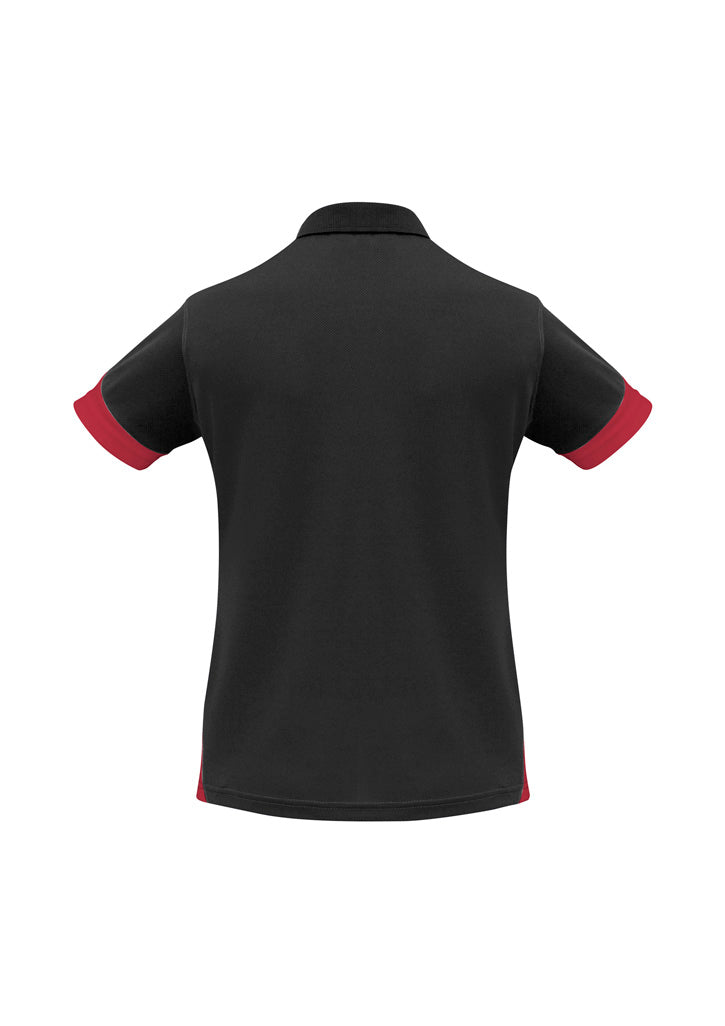 Biz Collection P401LS Talon Womens Short Sleeve Polo in Black/Red - back view