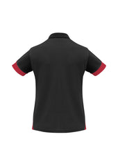 Biz Collection P401LS Talon Womens Short Sleeve Polo in Black/Red - back view