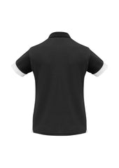 Biz Collection P401LS Talon Womens Short Sleeve Polo in Black/White - back view