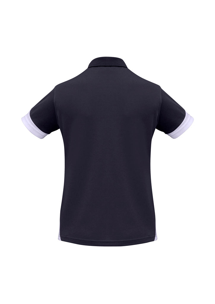 Biz Collection P401LS Talon Womens Short Sleeve Polo in Navy/White - back view