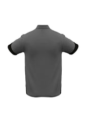 Biz Collection P401MS Talon Mens Short Sleeve Polo in Ash/Black - back view