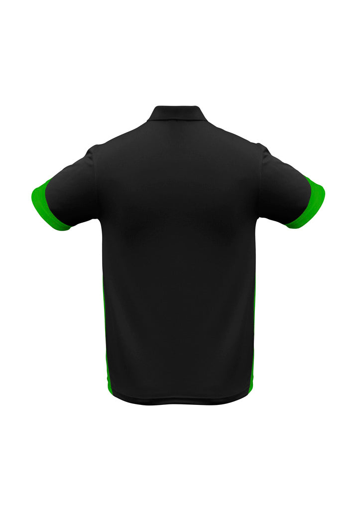 Biz Collection P401MS Talon Mens Short Sleeve Polo in Black/Green - back view