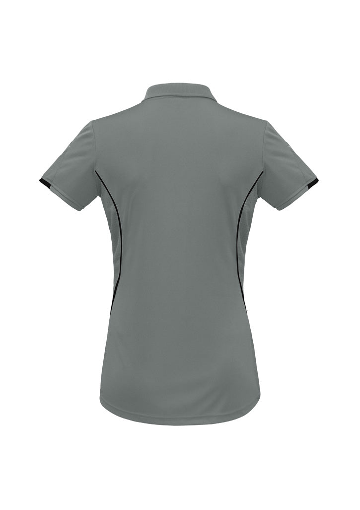 Biz Collection P405LS Razor Womens Short Sleeve Polo in Ash/Black - back view
